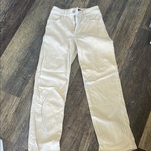 Hollister Cream Straight Leg Jeans with Corduroy Texture